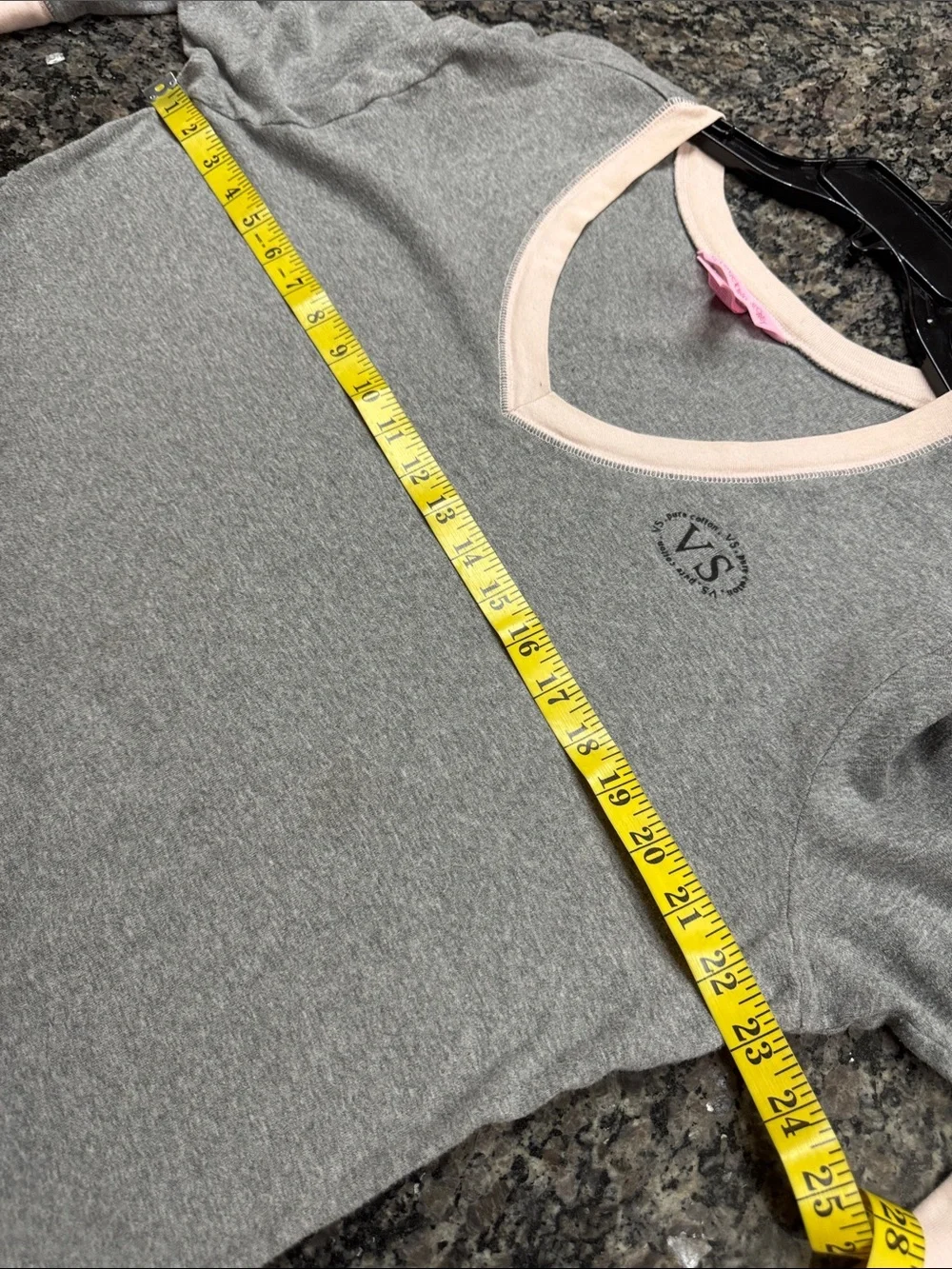 Victoria's Secret pure cotton Gray Nightshirt with Pink Trim V-Neck